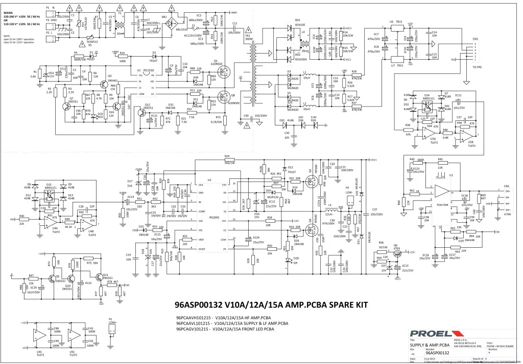 Proel CIRCUIT COMPLET ALIM+AMPLI – 96ASP00132
