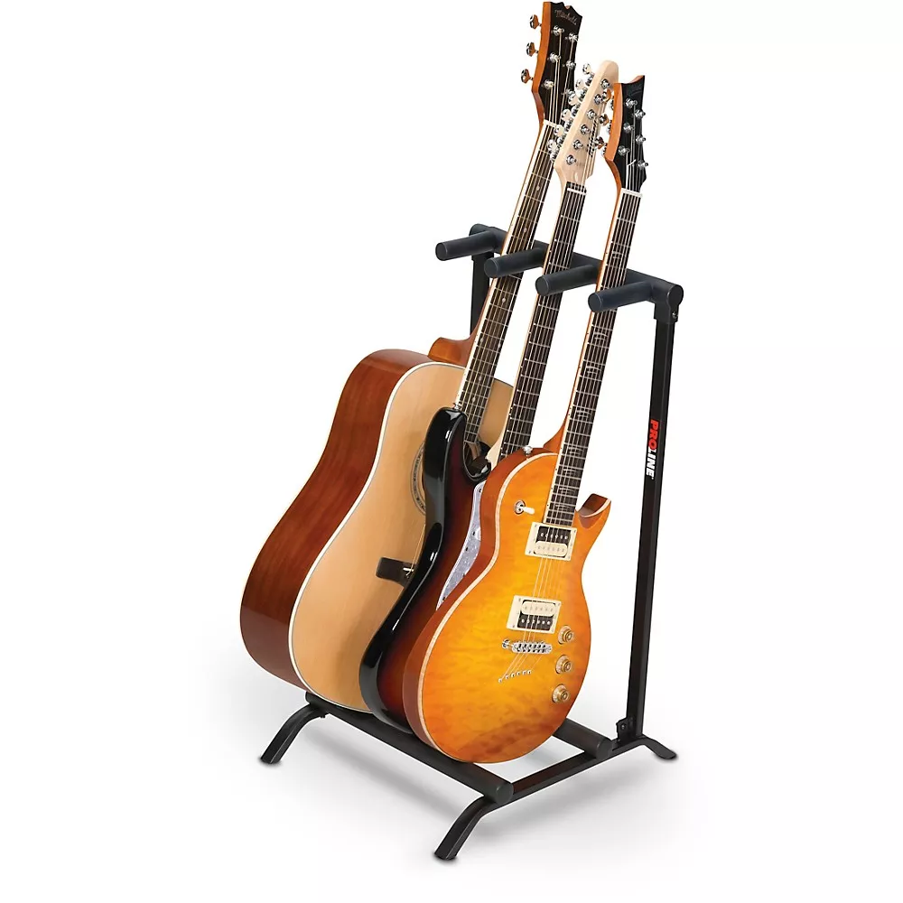 Proline PLMS3 3-Guitar Folding Stand Black