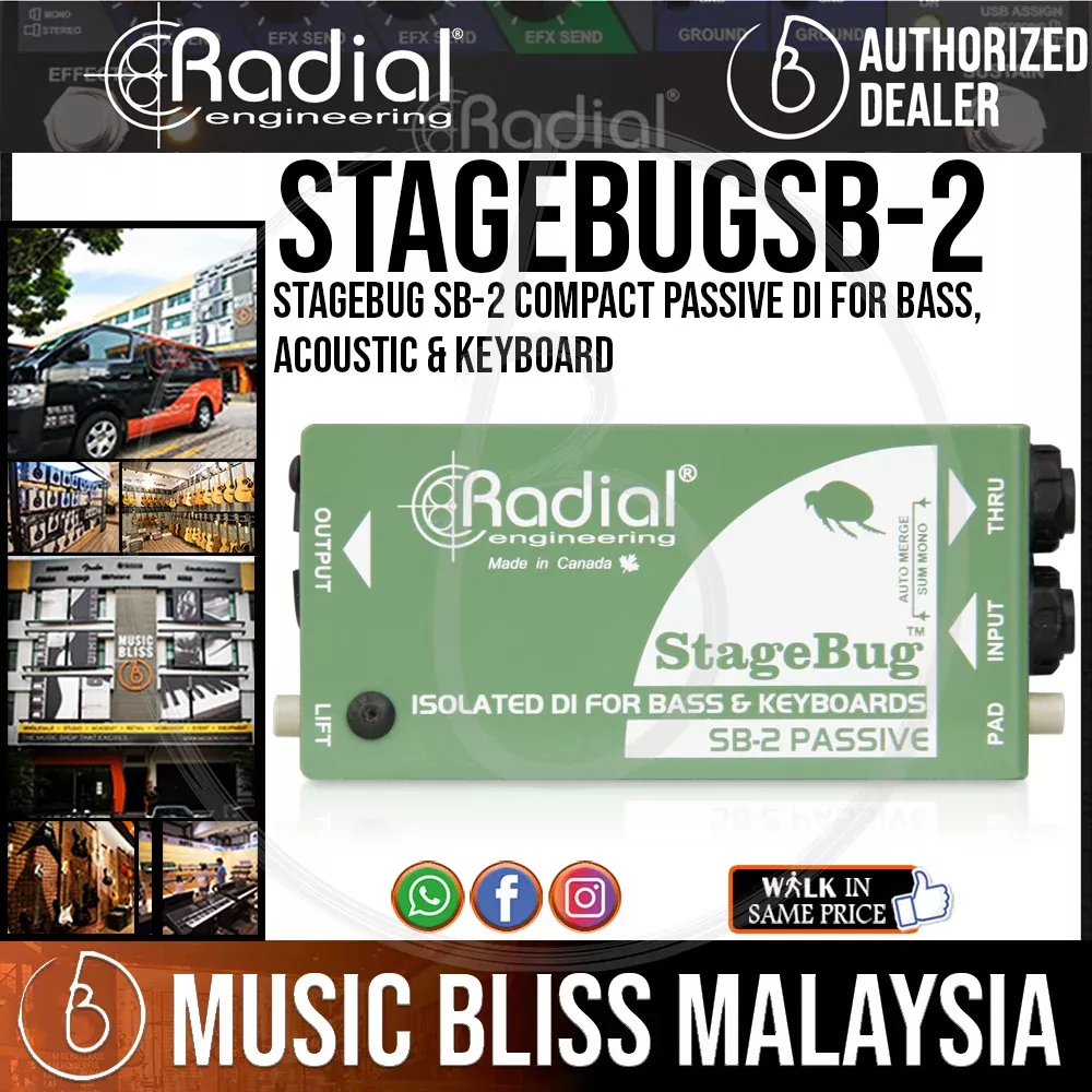 Radial Engineering StageBug SB-2 Compact Passive DI For Bass, Acoustic & Keyboard