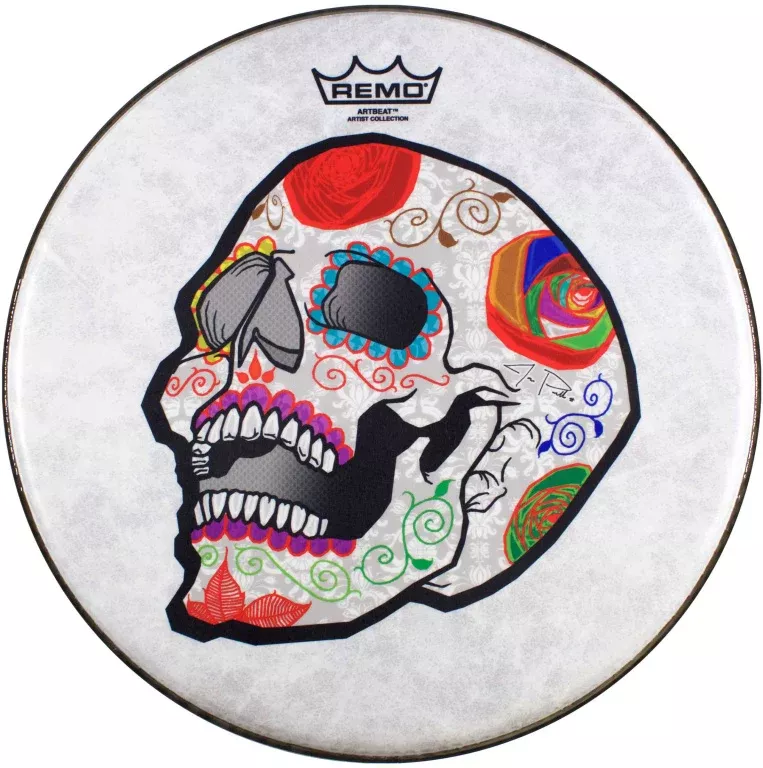 Remo Snare Drum Head with José Pasillas Candy Skull graphic