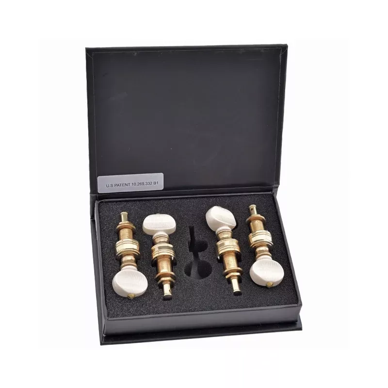 Rickard Cyclone 10:1 Banjo Tuners, Brass/Ivoroid, Set/4