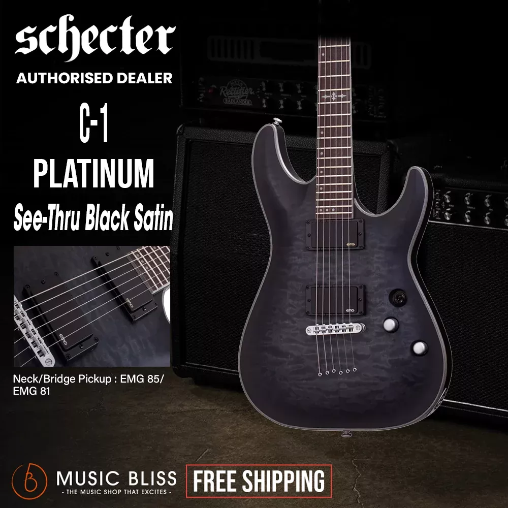 Schecter C-1 Platinum Electric Guitar - See-Thru Black Satin