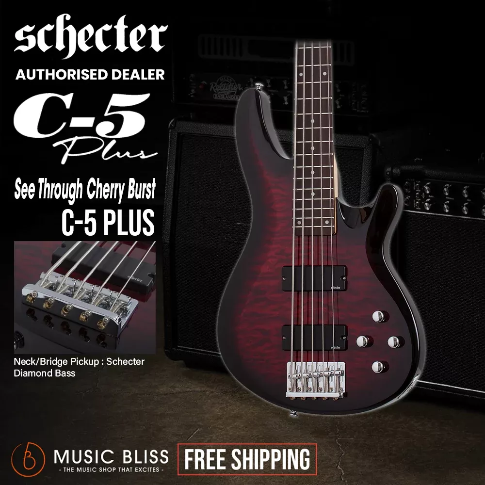 Schecter C-5 Plus Electric Bass Guitar - See-Through Cherry Burst