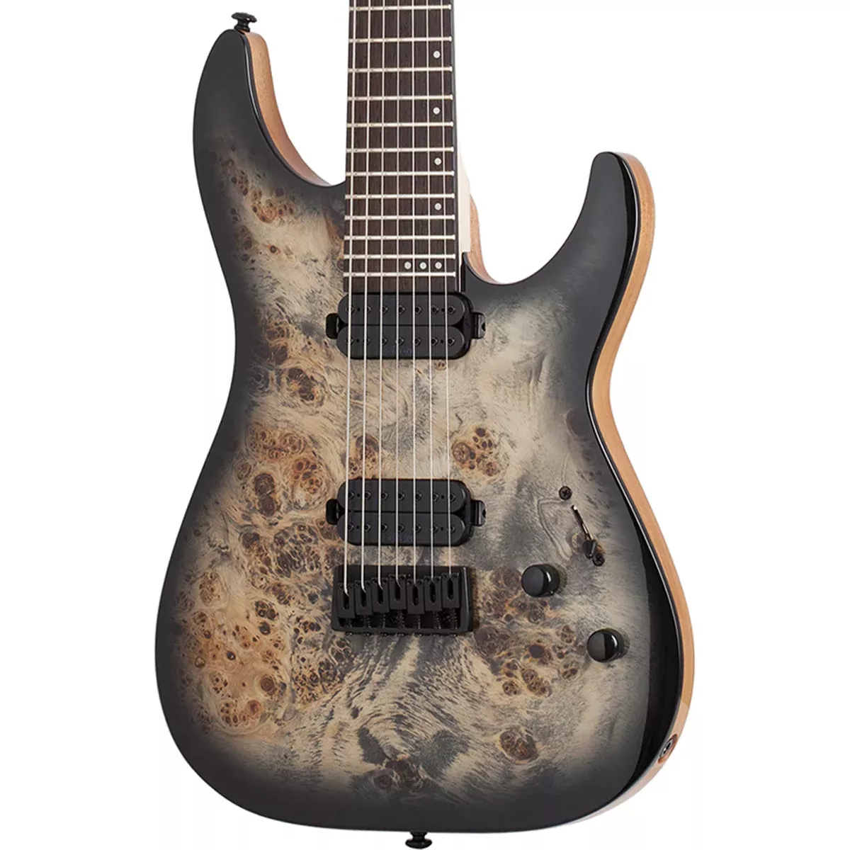 Schecter C-7 Pro 7 String Electric Guitar in Charcoal Burst