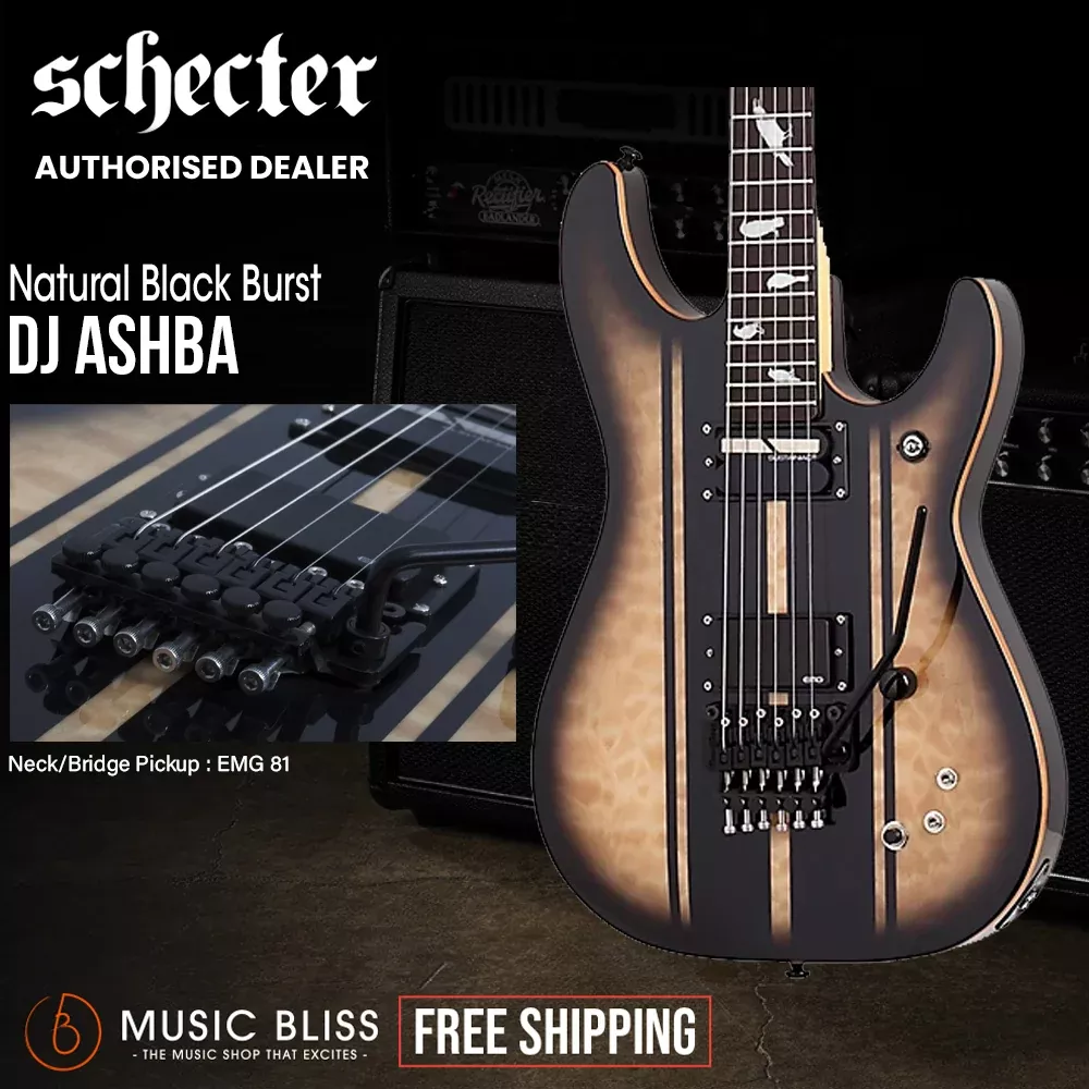 Schecter DJ Ashba Electric Guitar - Natural Black Burst