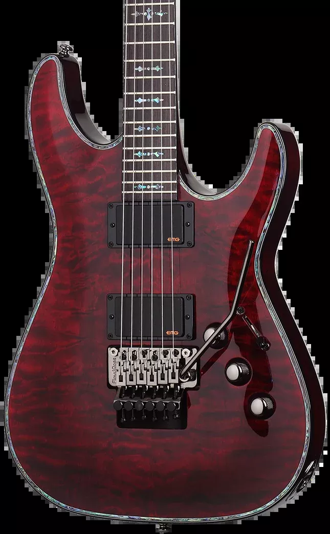 Schecter Hellraiser C-1 FR Model H-H Electric Guitar in Black Cherry