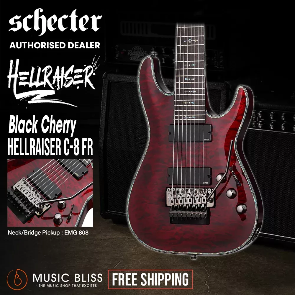 Schecter Hellraiser C-8 FR Electric Guitar – Black Cherry