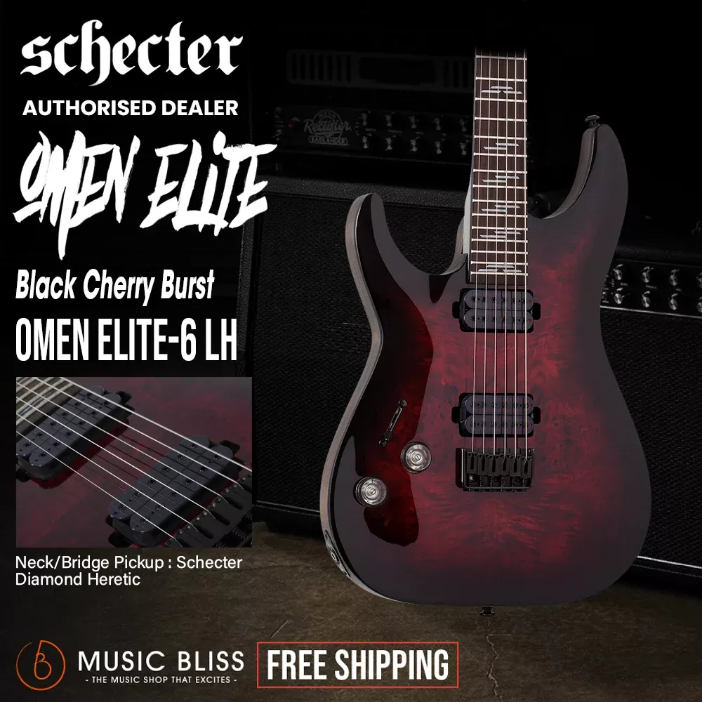 Schecter Omen Elite-6 Left-Handed Electric Guitar - Black Cherry Burst