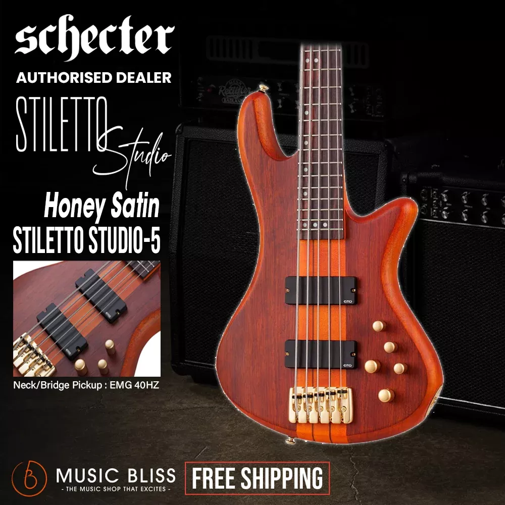 Schecter Stiletto Studio-5 Electric Bass Guitar - Honey Satin