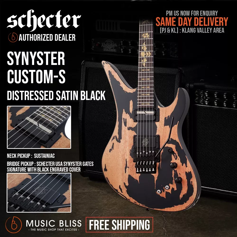 Schecter Synyster Gates Custom-S - Distressed Satin Black