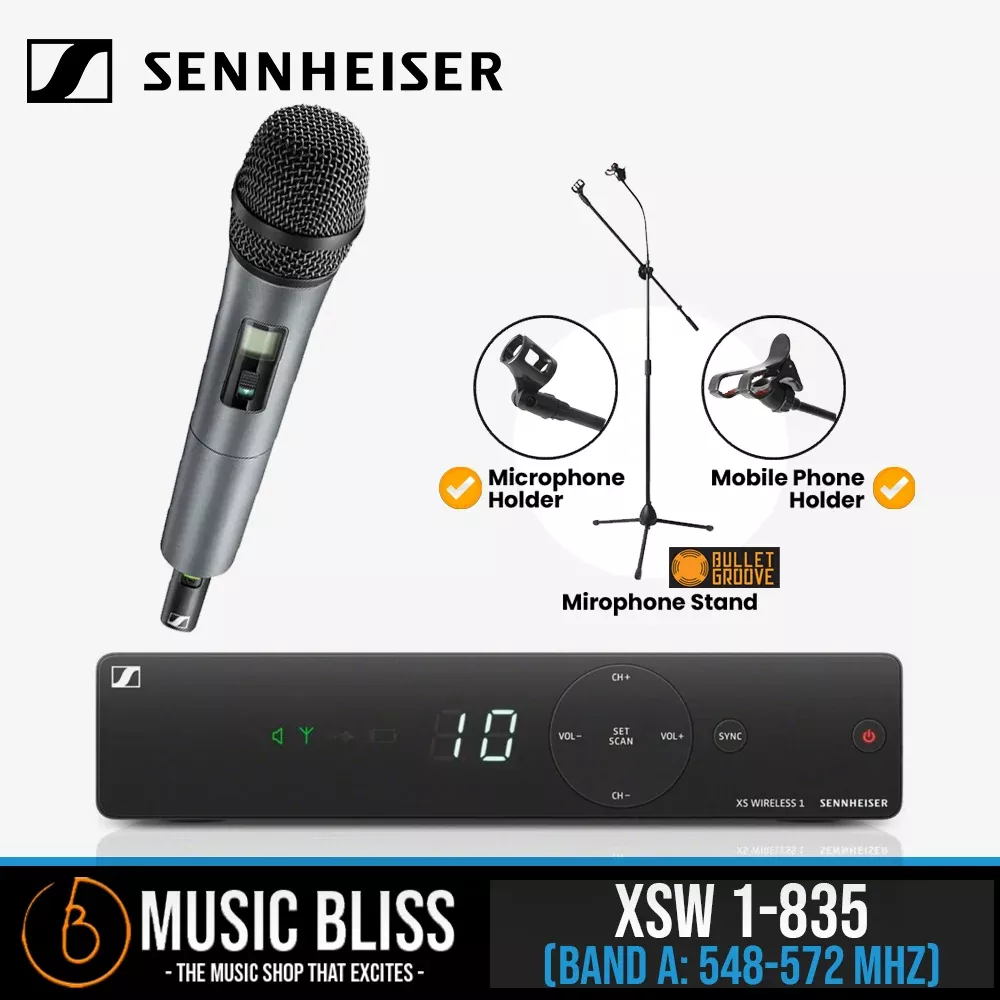 Sennheiser XSW 1-835 Wireless Handheld Microphone System with FREE Microphone Stand