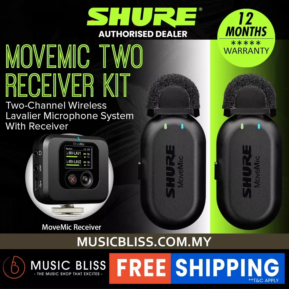 Shure MoveMic Two Wireless Lavalier Microphone Receiver Kit