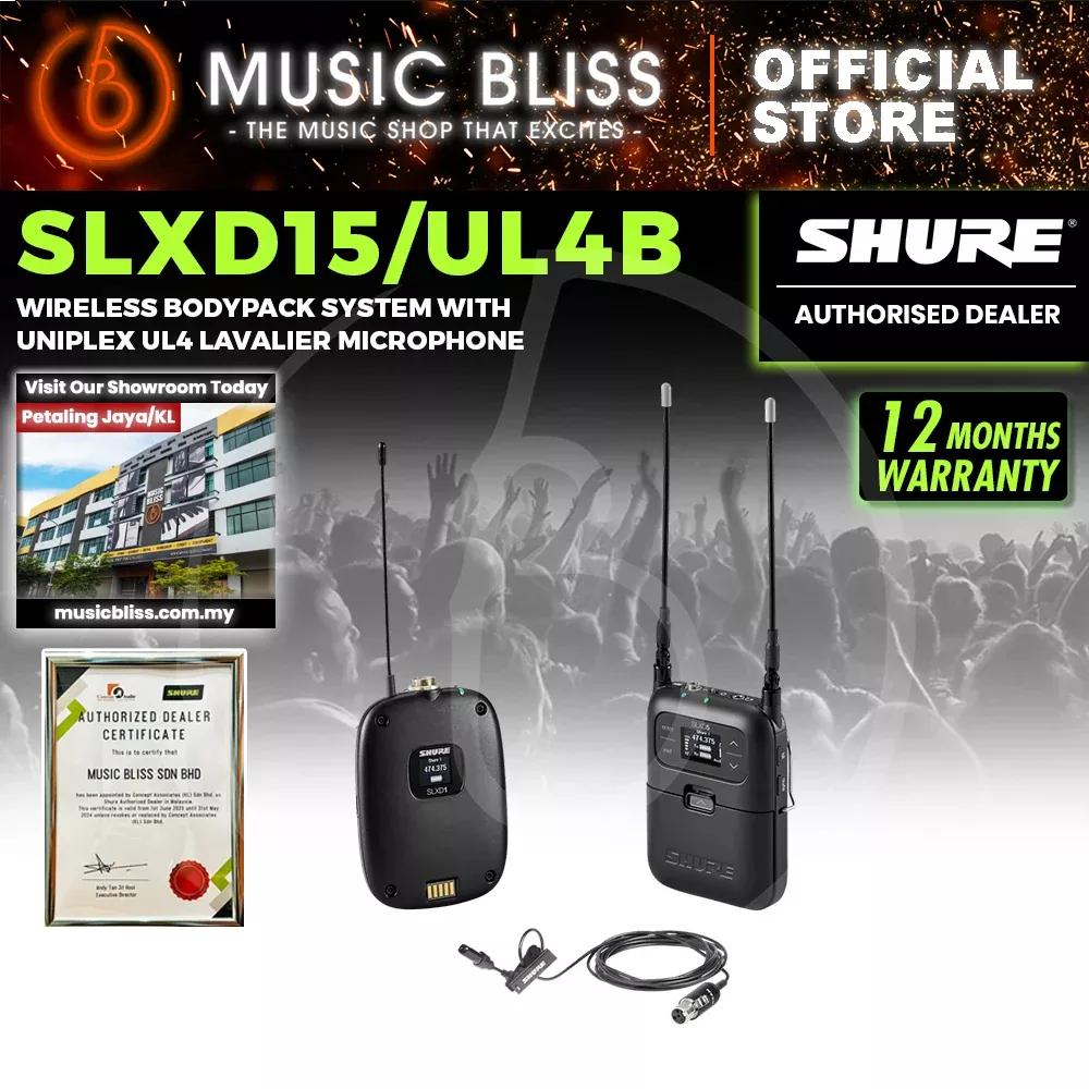 Shure SLXD15/UL4B Wireless Bodypack System with Uniplex UL4 Lavalier Microphone