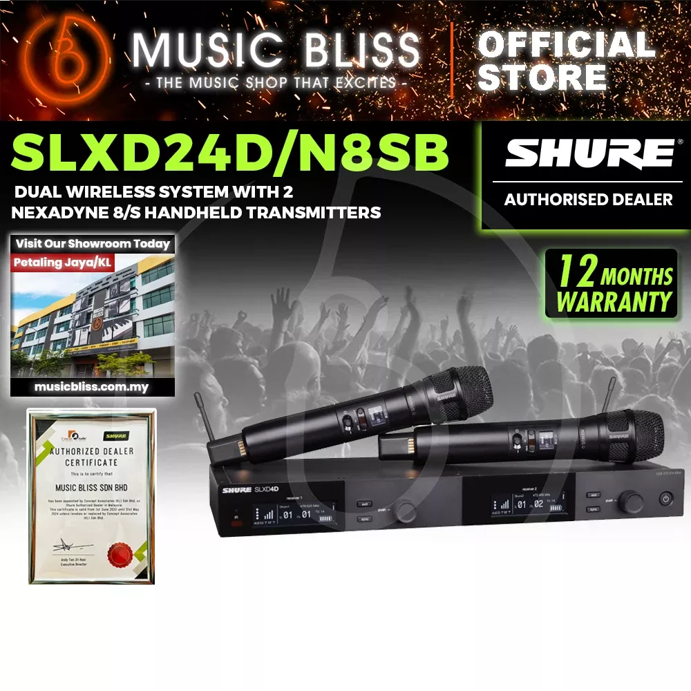 Shure SLXD24D/N8SB Dual Wireless System With 2 Nexadyne 8/S Handheld Transmitters