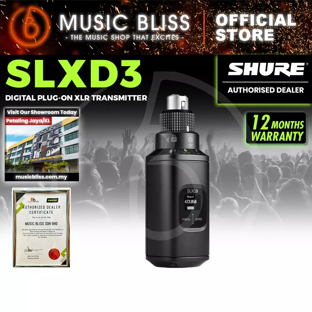 Shure SLXD3 Plug-On Digital Wireless Transmitter With XLR Connector