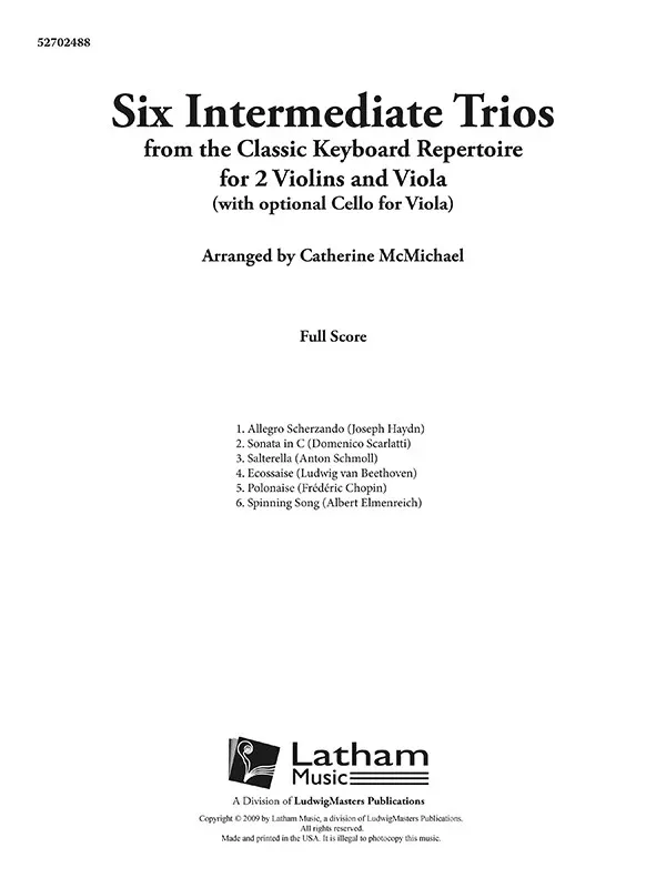 Six Intermediate Trios: String Duo & Ensemble, Trio Book