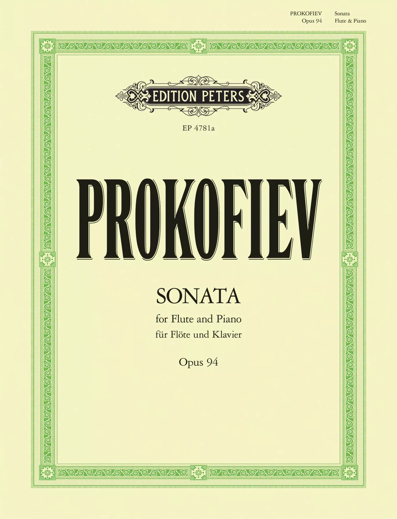 Sonata for Flute and Piano Op. 94: Flute Solo Book