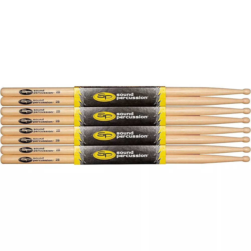 Sound Percussion Labs Hickory Drum Sticks 4-Pack - 2B Wood