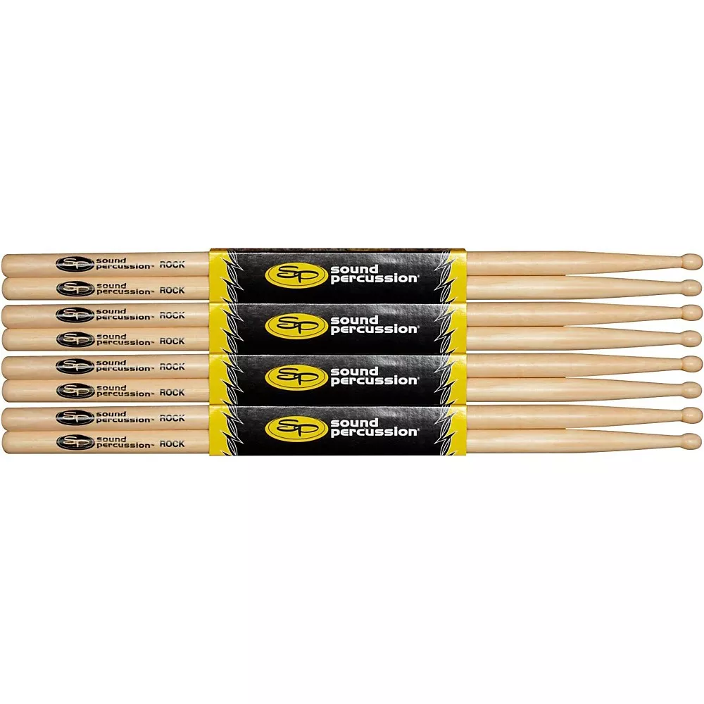 Sound Percussion Labs Hickory Drum Sticks 4-Pack - Rock Wood