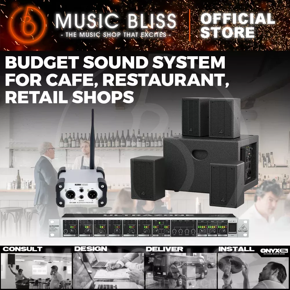 Sound System Package for Gym with Behringer SAT1004 Bundle and DW 20BT Bluetoth Receiver