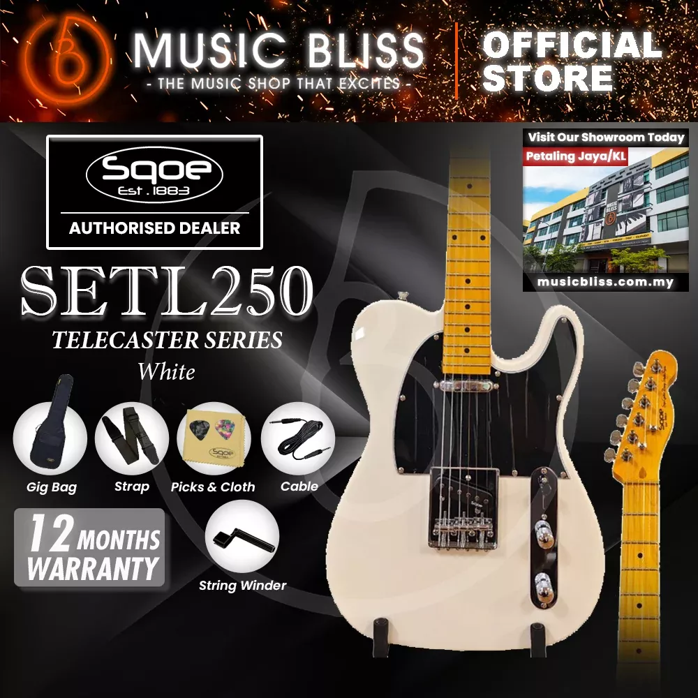 SQOE SETL250 TL Series Electric Guitar – White (SETL-250)