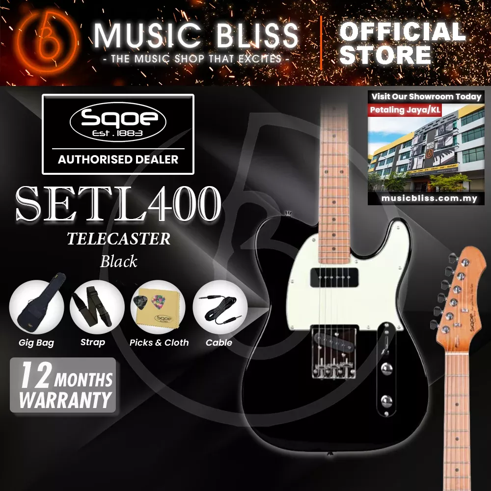 SQOE SETL400 TL Series Electric Guitar – Black