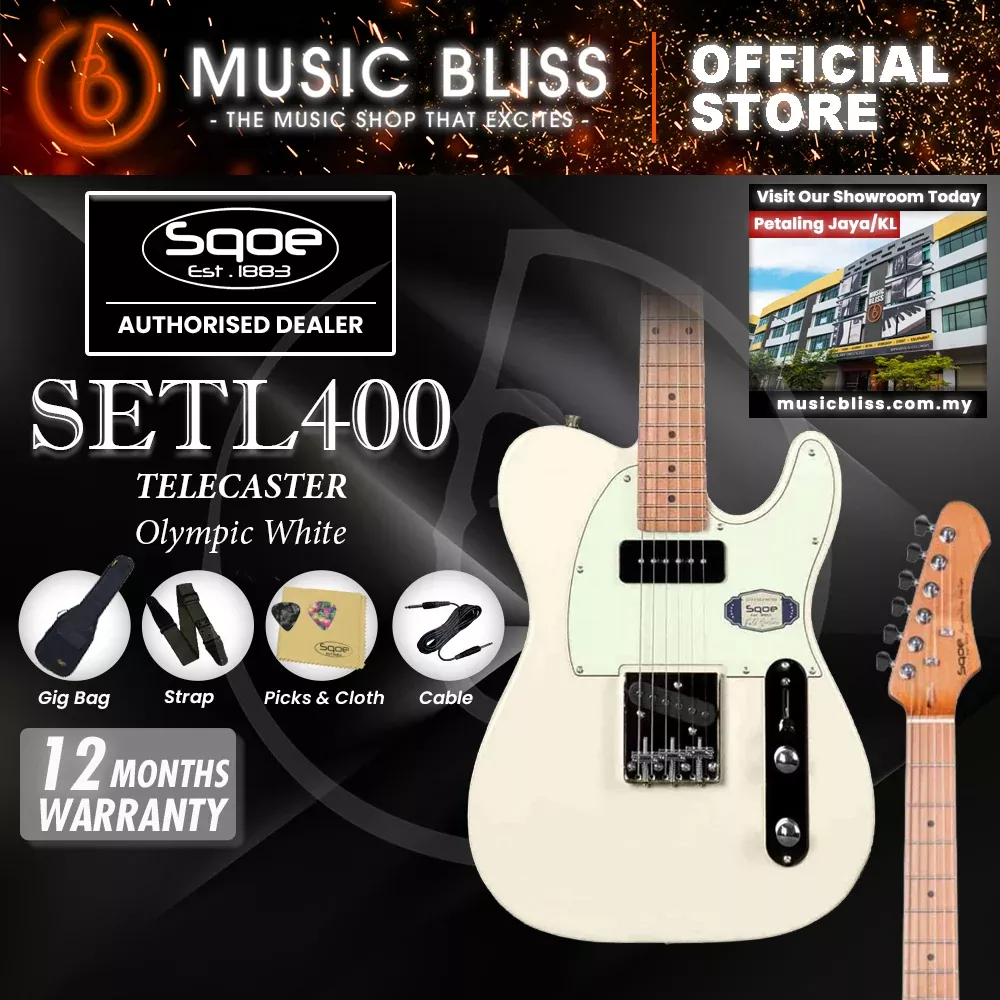 SQOE SETL400 TL Series Electric Guitar – Olympic White