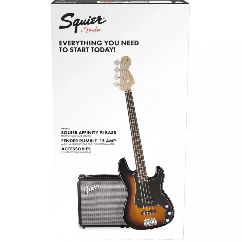 Squier Precision Bass Pj Pack With Rumble 15 V3 – Brown Sunburst – 120V