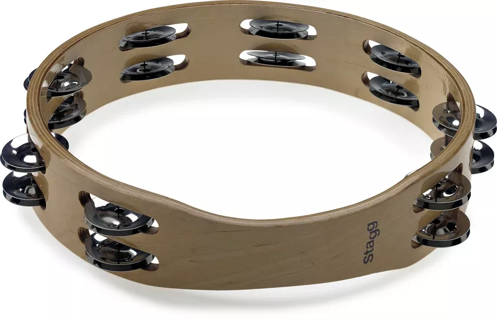 Stagg 10″ headless wooden tambourine with 2 rows of jingles – STA-3210