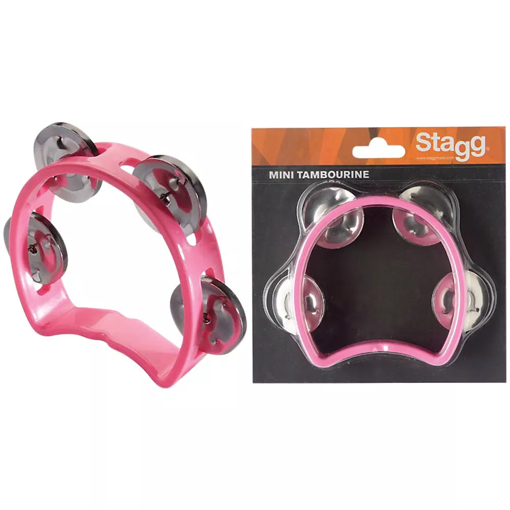 Stagg 4-Jingle Cutaway Tambourine Pink