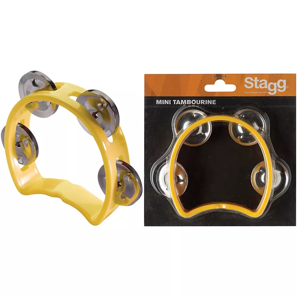 Stagg 4-Jingle Cutaway Tambourine Yellow