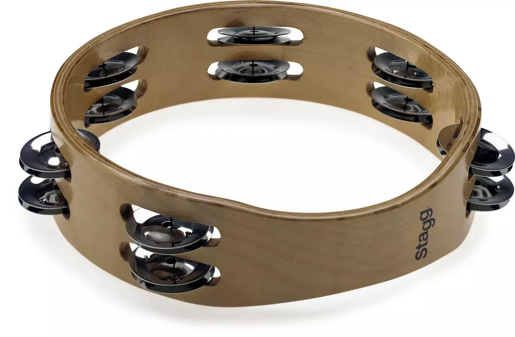 Stagg 8″ headless wooden tambourine with 2 rows of jingles – STA-3208