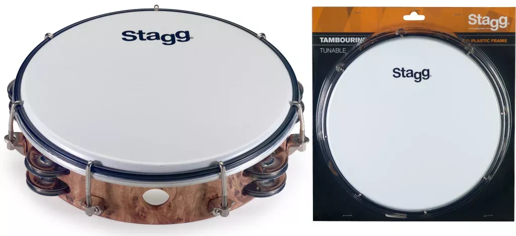 Stagg 8″ Tuneable plastic tambourine w/ 2 rows of jingles – TAB-208P/WD