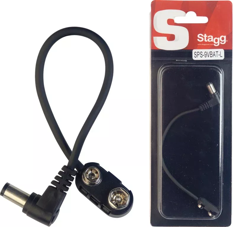 Stagg 9V battery snap connector for effect pedal, with right angle plug – SPS-9VBAT-L