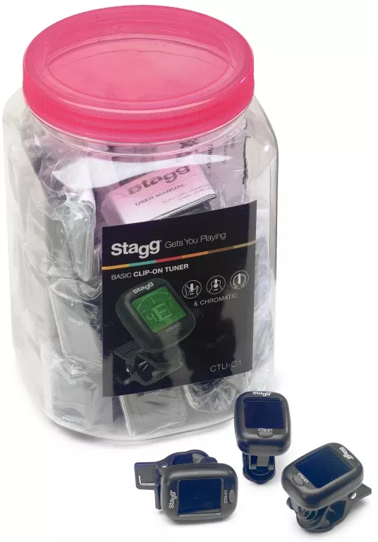 Stagg Box of 30 black automatic chromatic clip-on tuners – CTU-C1-30