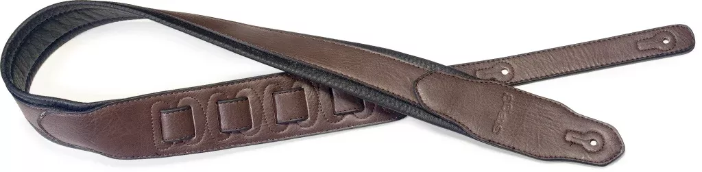 Stagg Dark brown padded leatherette guitar strap with a triangular end – SPFL 40 DBRW