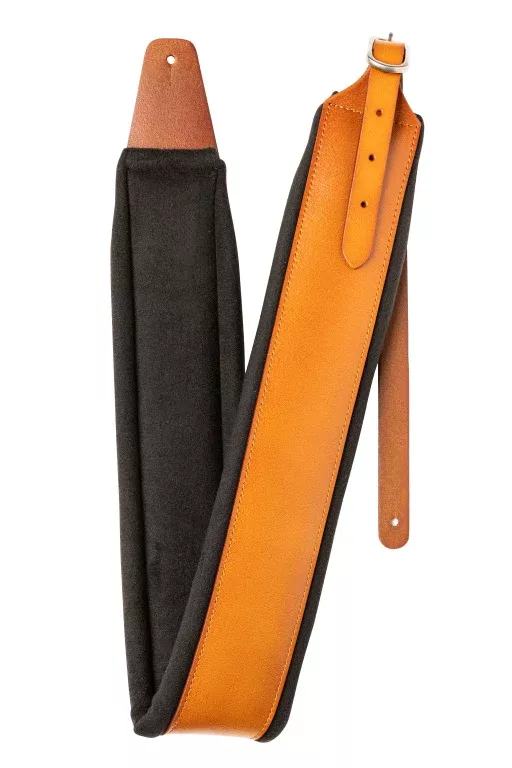 Stagg Light brown padded leather guitar strap with chrome buckle – SLPL-BUCKLE LBW