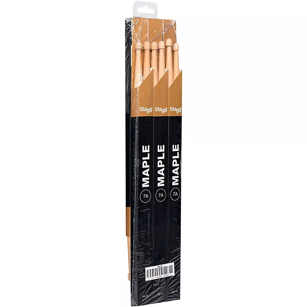 Stagg Maple Drum Sticks Wood Tip 12-Pair 7A