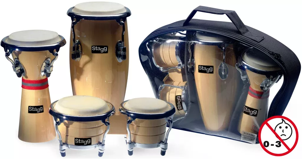 Stagg Mini Latin & African Percussion Package, including:13860 – BCD-N-SET