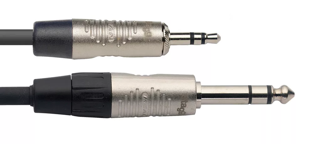 Stagg N series audio cable, mini jack/jack (m/m), stereo, 2 m (6′) – NAC2MPSPSR