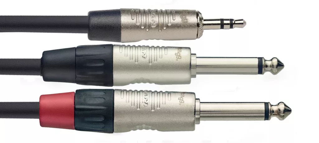 Stagg N series Y-cable, mini jack/jack (m/m), stereo/mono, 2 m (6′) – NYC2/MPS2PR