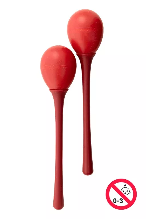 Stagg Pair of long handled plastic egg maracas – EGG-MA L/RD
