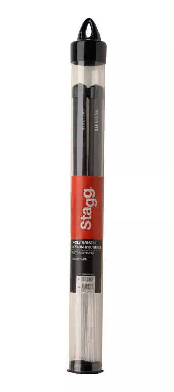 Stagg Polybristle nylon brushes with black rubber handle grip – SBRU10-RN
