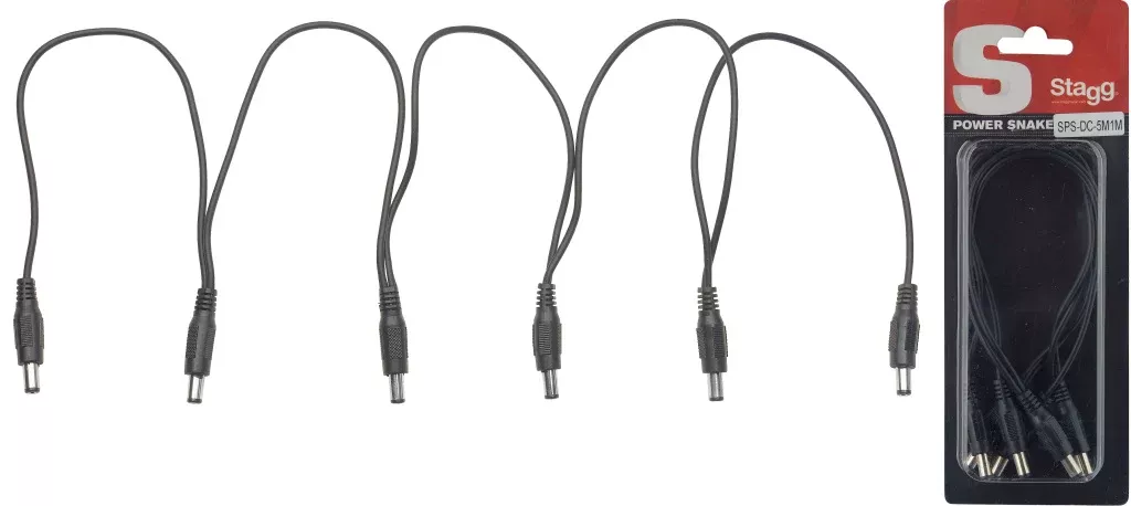 Stagg Power cable for 5 effects pedals, DC/DC (m/m), black – SPS-DC-5M1M