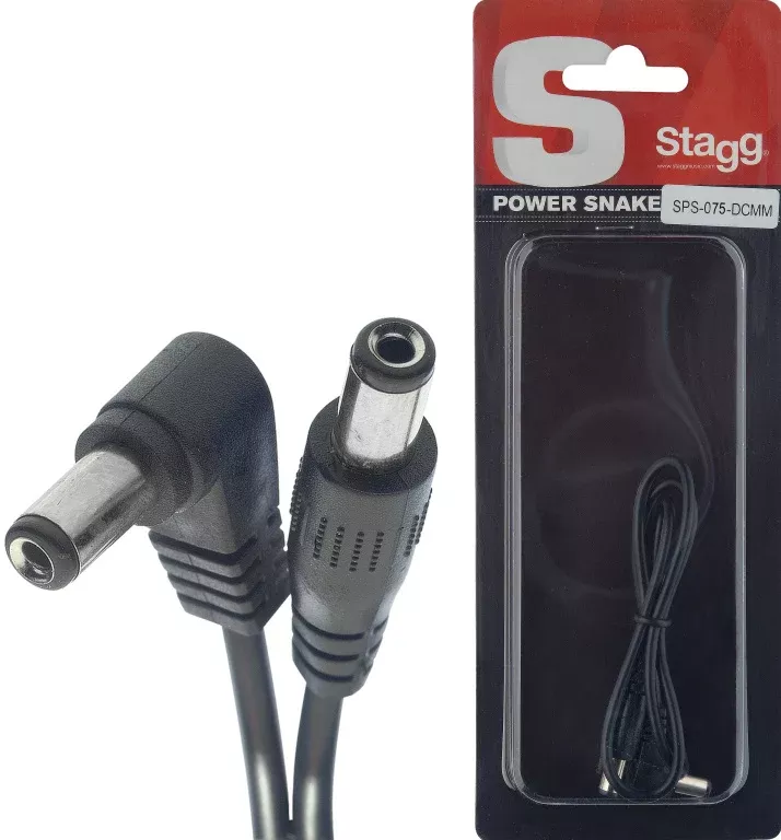 Stagg Power cable, DC/DC (m/m, L-shaped/straight), 75 cm (2.46′), black – SPS-075-DCMM