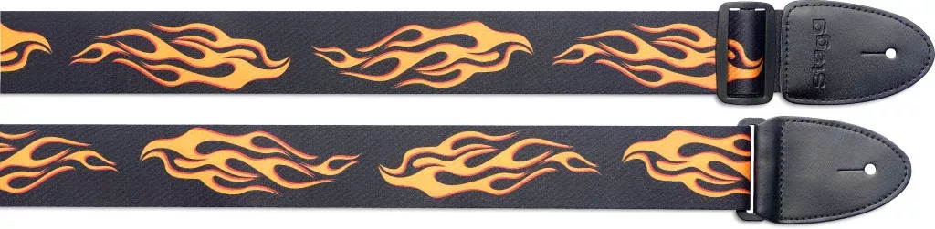 Stagg Terylene guitar strap w/ Flame motif – STE FLAME