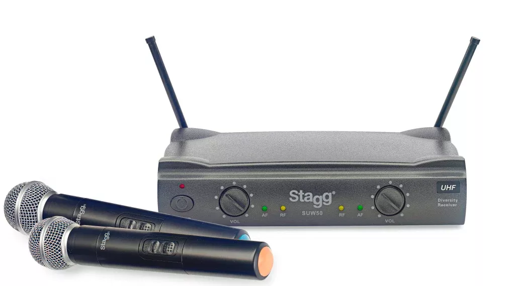 Stagg UHF true diversity 2-channel handheld microphone wireless system – SUW 50 MM EG EU