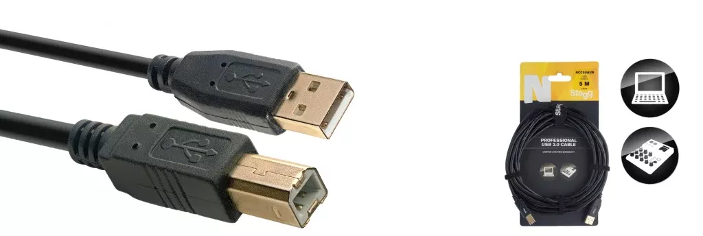 Stagg USB 2.0 cable, USB A/USB B (m/m), 5 m (16') – NCC5UAUB