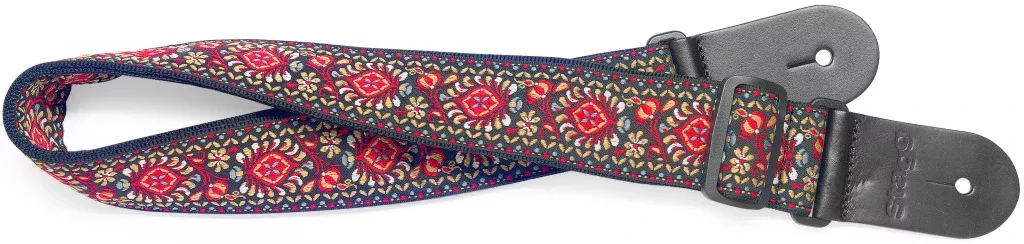 Stagg Woven nylon guitar strap with red Jimi pattern – SWO COT JIM RED