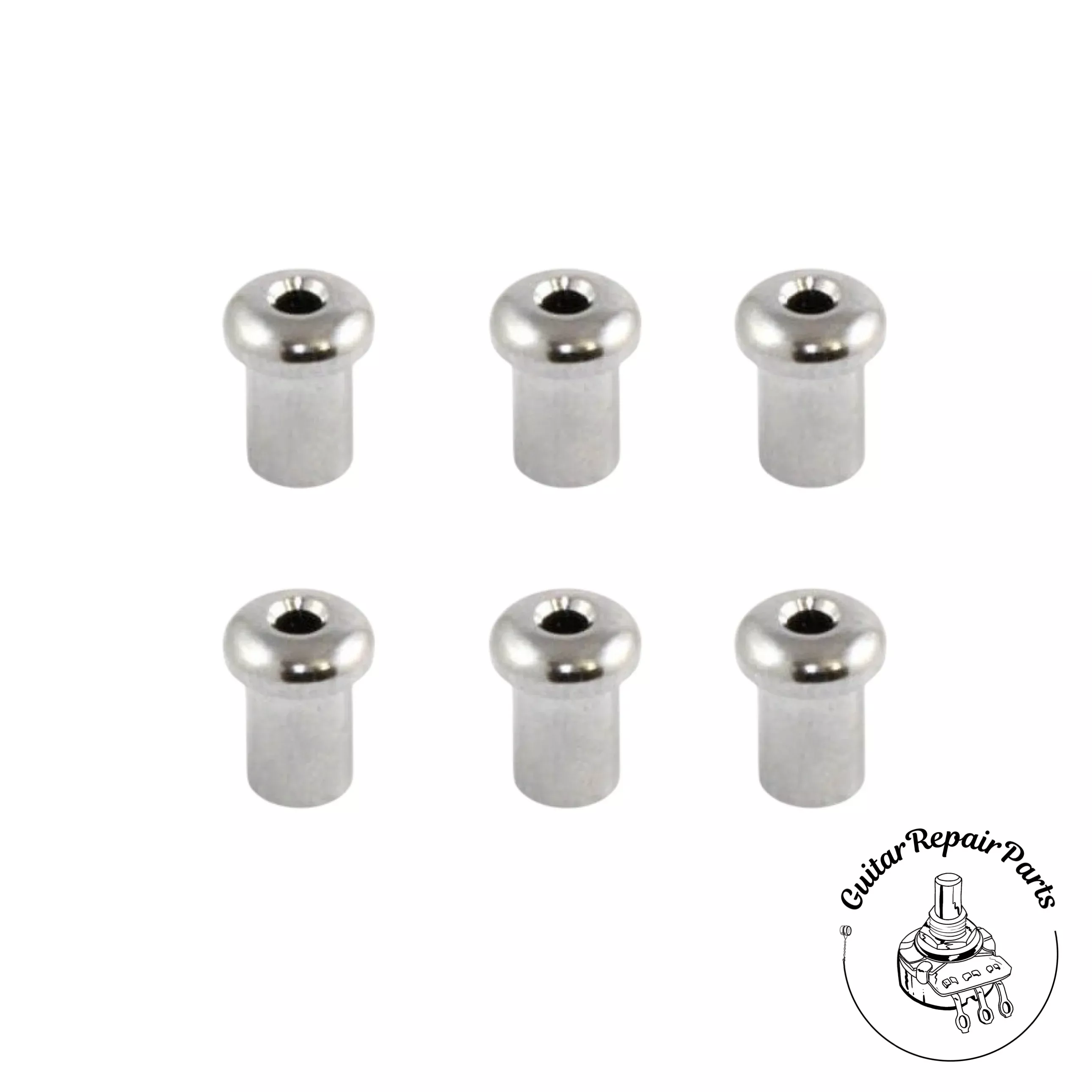 String-Thru Top-Mount Ferrules For Guitar (6 pcs) - Chrome